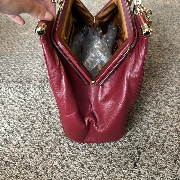 Coach Madison Satchel Bag Gathered Leather Brick Red - Picture 14 of 15